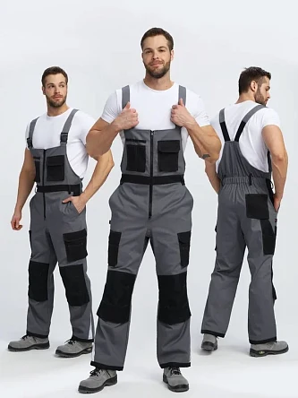 Полукомбинезон Айкор (тк.Смесовая МВО,270), т.серый/черный