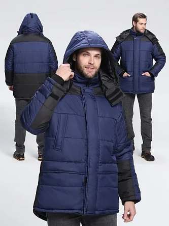 Куртка зимняя Европа (Дюспо), темно-синий/черный