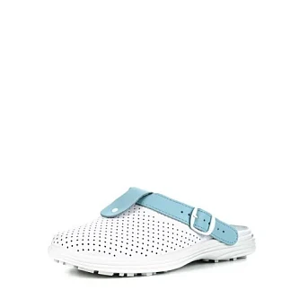 Сабо женские нат.кожа Комфорт ПВХ, белый/голубой