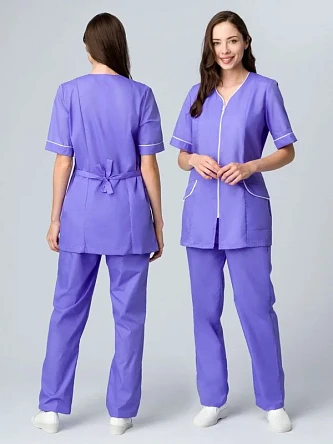 Женский костюм Вера (ткань ТиСи), сиреневый/белый