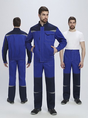 Костюм Строй-1 CH МВО (тк.Смесовая,280) брюки, васильковый/т.синий