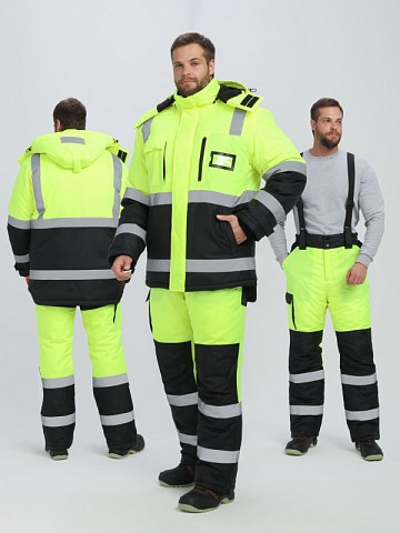 Костюм зимний сигнальный ProfLineSpecialist (тк.Оксфорд PU) брюки, желтый/черный