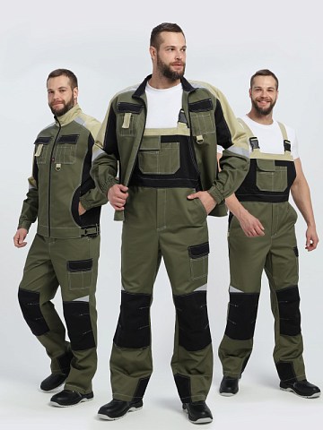 Костюм Вектрон-2 (тк.Смесовая МВО,240) п/к, хаки/черный/бежевый