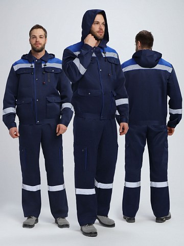 Костюм Нейч-2 СОП с капюшоном К. (тк.Смесовая,210) п/к, т.синий/васильковый