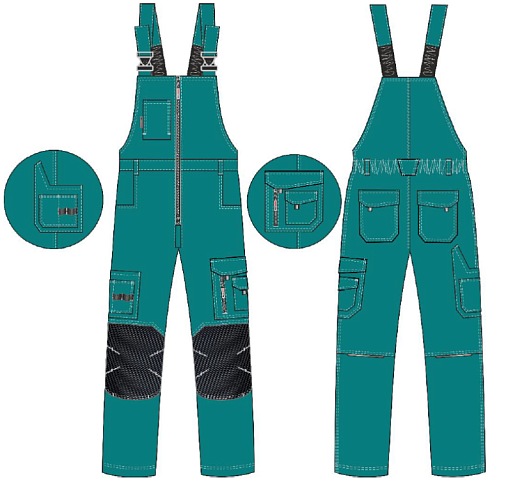 Полукомбинезон ProfLineSpecialist (тк.РипСтоп,240), циан/черный