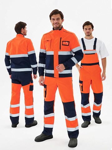 Костюм сигнальный PROFLINE ProfLineSpecialist-2 (тк.Смесовая МВО,240) п/к, оранжевый/т.синий