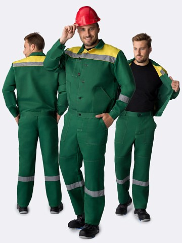 Костюм Лигор-1 СОП У. (тк.Смесовая,210) брюки, зеленый/желтый