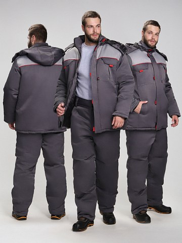 Костюм зимний Флофт-1 (тк.Смесовая,210) брюки, т.серый/св.серый