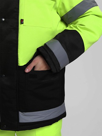 Костюм зимний для дорожника Ультра (тк.Смесовая,210) п/к, лимонный/черный