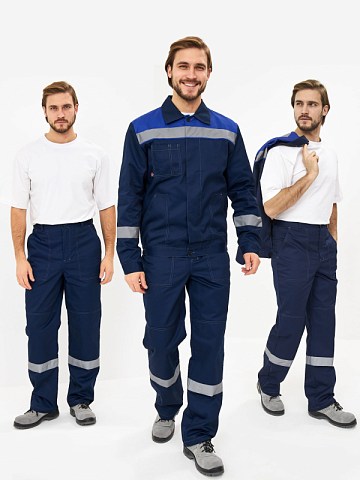 Костюм Лигор-1 Премиум СОП К. (тк.Смесовая,240) брюки, т.синий/васильковый