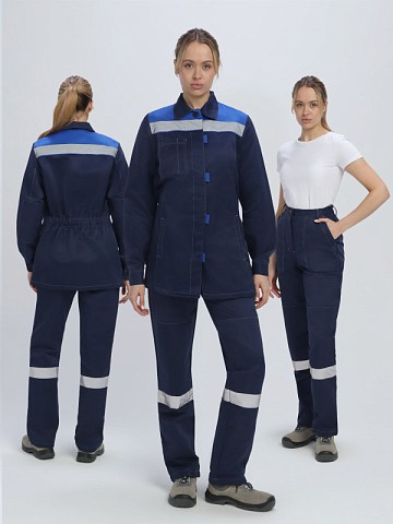 Костюм женский Весна-1 СОП CH (тк.Смесовая,210) брюки, т.синий/васильковый