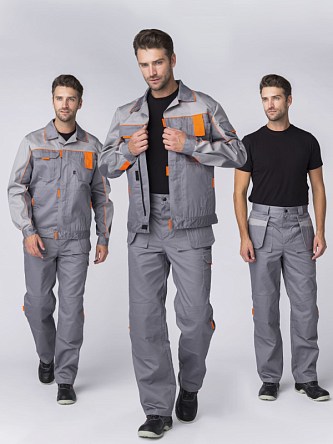 Костюм Союз-Профессионал-1 CH МВО (тк.Смесовая,240) брюки, серый/св.серый/оранжевый