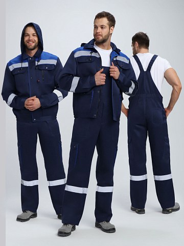 Костюм Нейч-2 СОП с капюшоном (тк.Смесовая,210) п/к, т.синий/васильковый