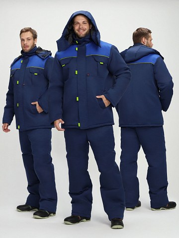 Костюм зимний Флофт-1 (тк.Смесовая,210) брюки, т.синий/васильковый