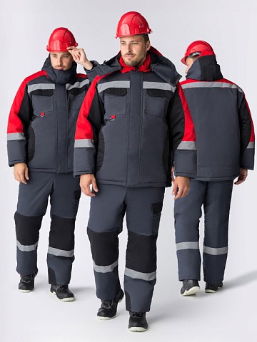 Костюм зимний Вектрон-2 СОП (тк.Смесовая,240) п/к, черный/красный/серый