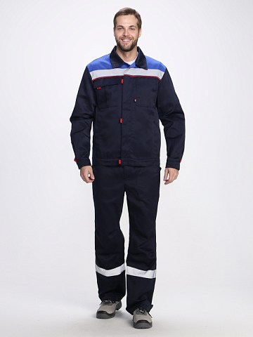 Костюм Флофт-1 СОП У. (тк.Смесовая,210) брюки, т.синий/васильковый/красный