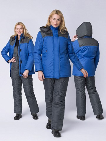 Куртка зимняя женская Сакрин (тк.Дюспо,80), васильковый/т.серый