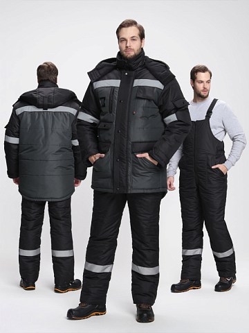 Костюм зимний Беркут СОП CH (тк.Таслан) п/к, черный/т.серый