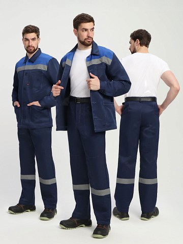 Костюм Стандарт СОП усиленный (тк.Смесовая,210) брюки, т.синий/васильковый