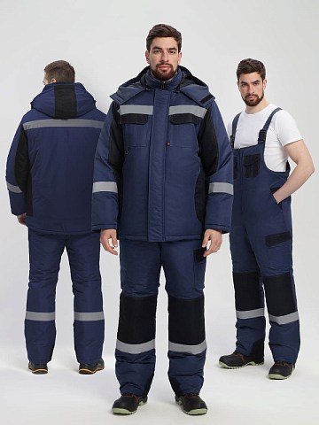 Костюм зимний Фаворит-Мега (тк.Таслан) п/к, т.синий/черный