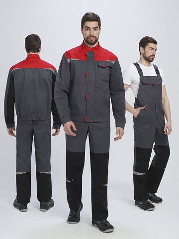 Костюм Строй-2 CH МВО (тк.Смесовая,280) п/к, т.серый/красный/черный