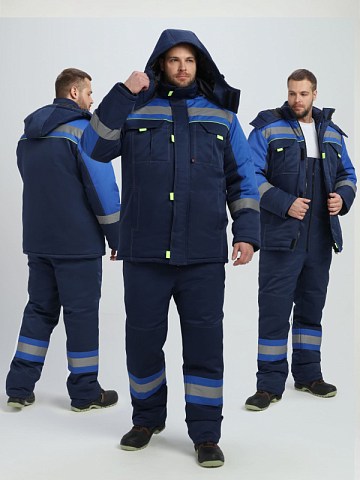 Костюм зимний Бивек-2 СОП (тк.Смесовая,210) пк, т.синий/васильковый/лимонный