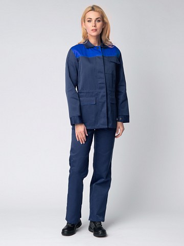 Костюм женский NEW (тк.Смесовая,210) брюки, т.синий/васильковый