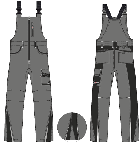 Полукомбинезон ProfLineLeader (тк.Хлопок/Спандекс,260), серый/черный