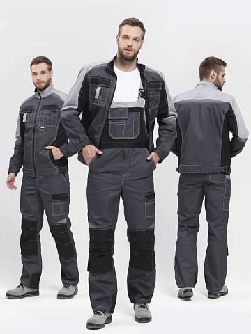 Костюм Вектрон-2 (тк.Смесовая,240) п/к, т.серый/св.серый/черный