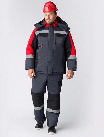 Костюм зимний Вектрон-2 СОП (тк.Смесовая,240) п/к, серый/черный/красный