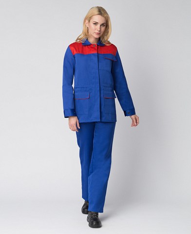 Костюм женский NEW (тк.Смесовая,210) брюки, васильковый/красный