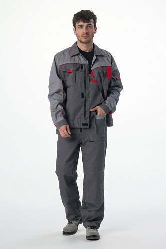 Костюм Союз-Профессионал-2 CH МВО (тк.Смесовая,240) п/к, т.серый/св.серый/красный