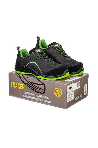 Полуботинки "Трейсер" AX23 КП черный/неон
