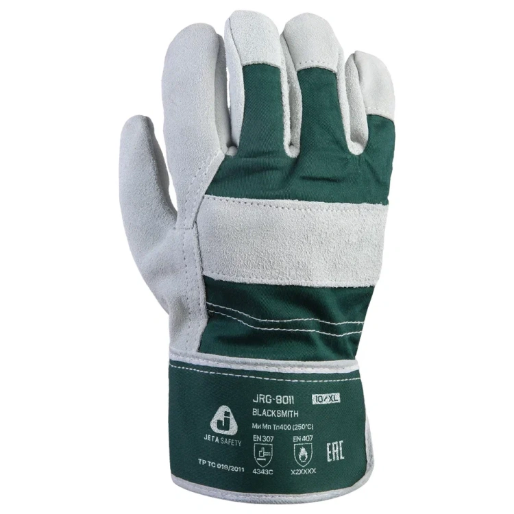 Комбинированные перчатки из кожи и хлопка